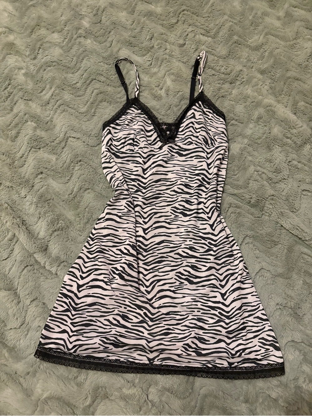 LaSenza Zebra Print Lace-Trim Slip Dress